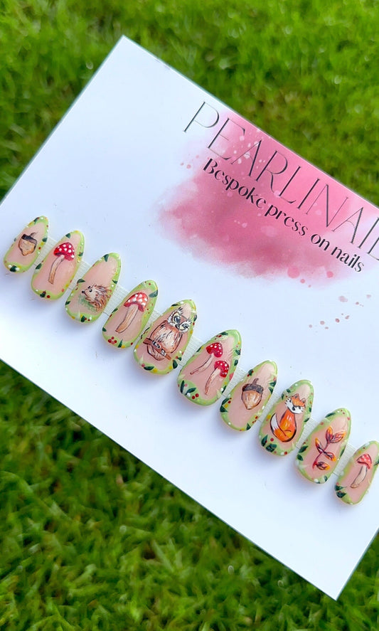 Autumn Whimsical Forest Animal Press On Nails