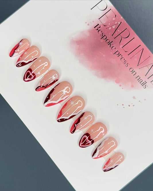Autumn Heart French Tip Press On Nail